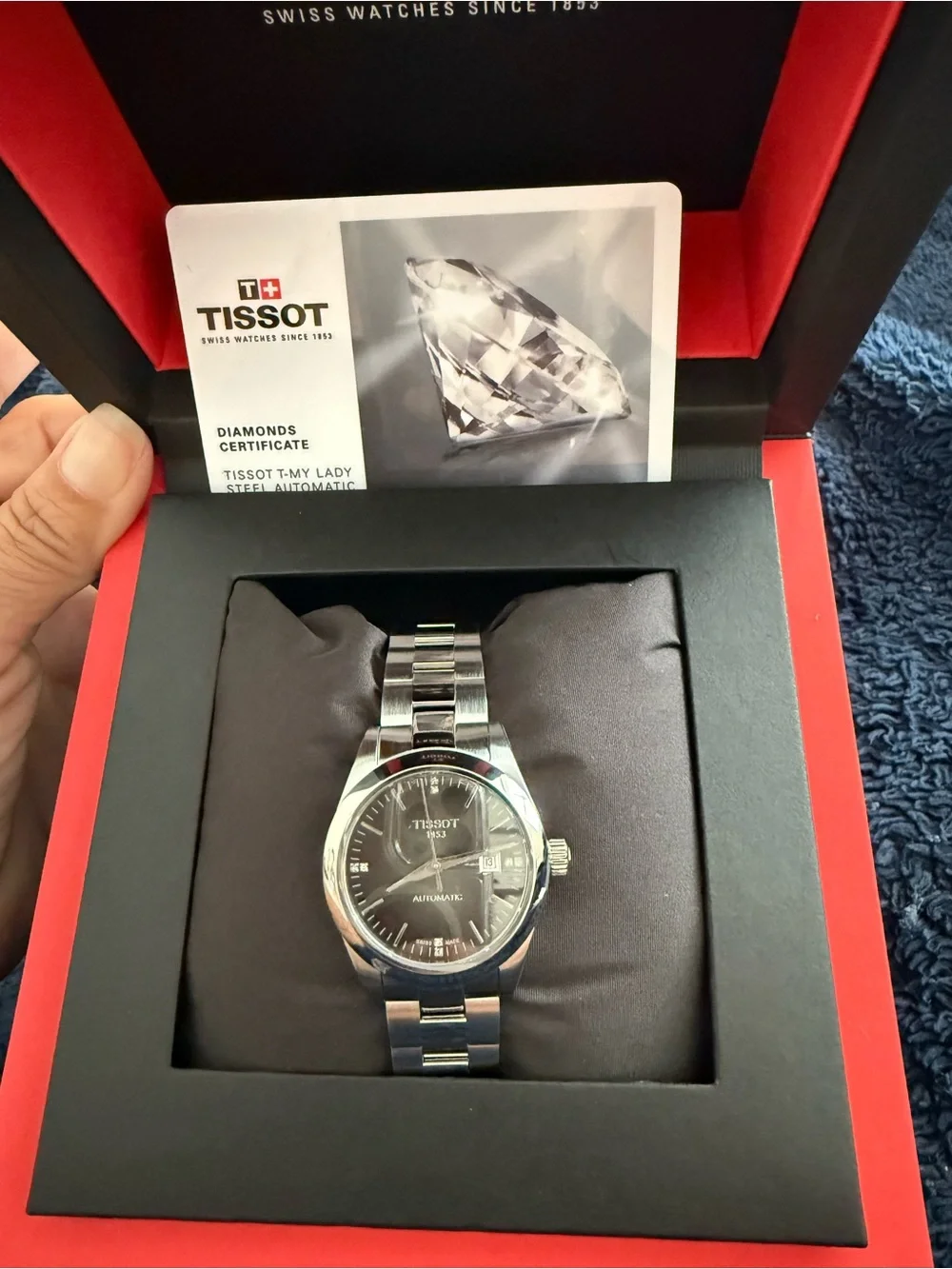 Tissot Men's Black Dial Stainless Steel Bracelet Watch in Red Box